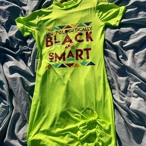 Highlighter green Juneteenth T-shirt bodycon dress w/ bow details